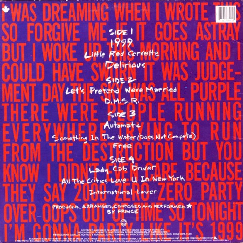 Prince - 1999 back cover